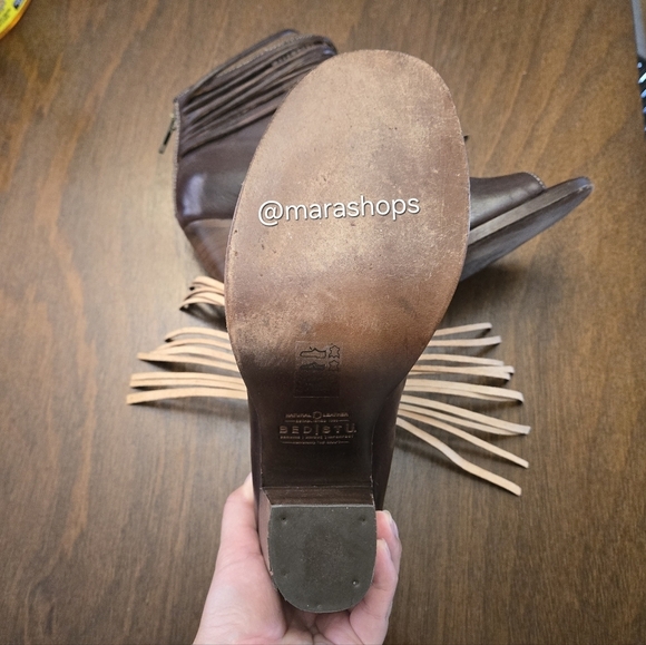 Bed Stu Onset Olivia Peep Toe Fringe Booties - Picture 6 of 8